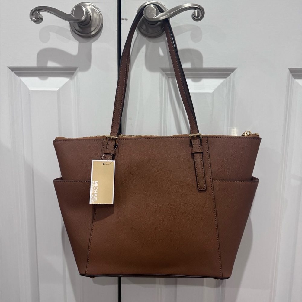 Michael Kors Brown Saffiano Tote with Gold Hardware - Picture 2 of 5